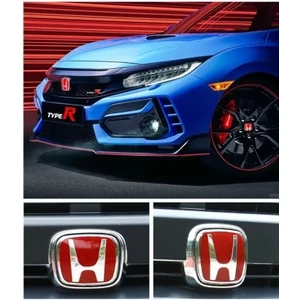 Stilix Garage Honda Civic Fc5 2016-2021 12*9 cm Ön ve Arka Panjur Logosu Kırmızı (Cam Logo)