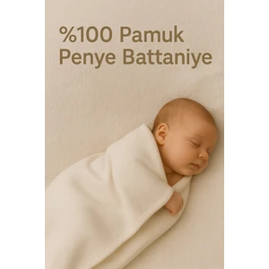 %100 Pamuk Penye Bebek Battaniyesi – Çift Katlı, Ekru, 85x85 cm, Yenidoğanlar için Uygun

