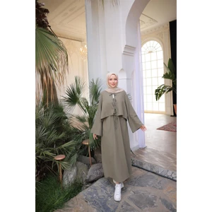 Bağcık Düğmeli Kıs Arahat Kesim Tunik - Cepli Etek Takımı - (38-46) - 71285 - Haki