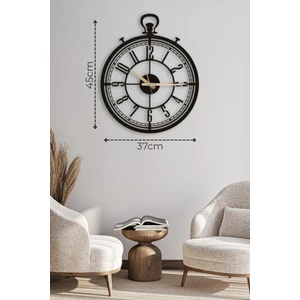Metalium Concept Dekoratif Antika Tasarım Türkçe Rakamlı Siyah Metal Duvar Saati 37X45CM [1252-37x45]