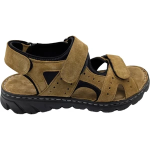 Sayar - 051 | Erkek Hakiki Deri Ortopedik Sandalet - Kum - 45