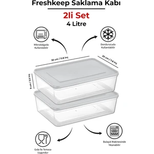 2'li Saklama Kabı 4 Litre Derin Dondurucu Mikrodalga Uyumlu