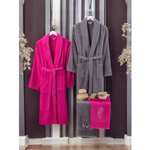 Zena Fuşya Antrasit Havlulu Bornoz