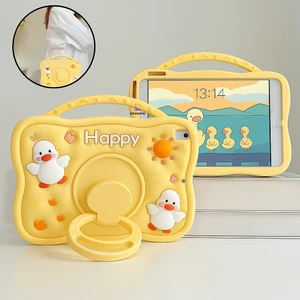 Samsung Galaxy Tab S6 Lite 2024 P620 P610 Uyumlu Çocuk Tablet Kılıfı Taşıma Askılı Standlı Desenli Silikon Darbe Emici