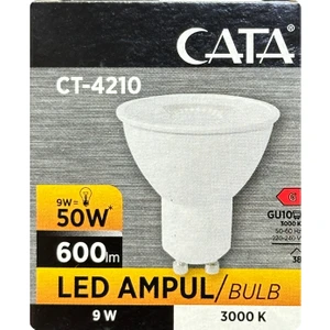 (1 adet) Cata 9W (50W) Sarı Işık (3000K) Dim Edilebilir GU10 DUYLU LED Spot Ampul