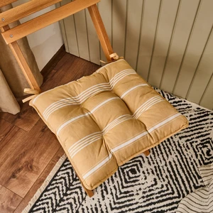 Soft Sun Madness Sandalye Minderi - Hardal / Ekru - 43X43 cm