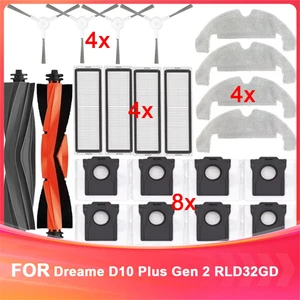 Dreame D10 Plus Gen 2 RLD32GD Robot Süpürge Yedek Parça Sarf Malzemeleri Ana Yan Fırça Hepa Filtre Paspas Bezi Aksesuarlar (Yurt Dışından)