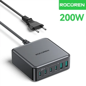 200W Gan 6 Portlu Şarj Cihazı 4*type-C 2*usb-A Macbook iPhone Samsung Uyumlu Şarj Istasyonu
