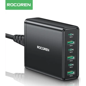 60W 3*type-C ve 3*usb-A 6 Portlu Şarj Cihazı Masaüstü Şarj Istasyonu