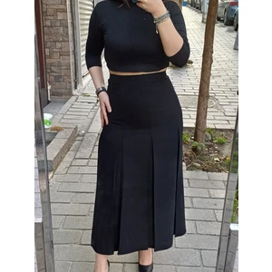 Tesettür Büyük Beden Battal Fişekli Astarlı Kloş Krep Anne Eteği