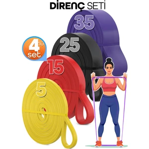 5+15+25+35 kg 4'lü Set Barfiks Lastiği Gym Resistance Band Antrenman Kas Geliştirme Bandı 4 Boy