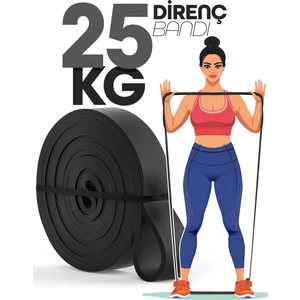 25KG Barfiks Lastiği Gym Resistance Band Antrenman Kas Geliştirme Bandı Siyah (Sert)