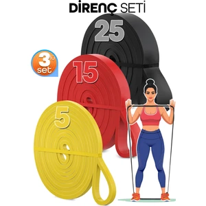 5 + 15 + 25 kg 3'lü Set Barfiks Lastiği Gym Resistance Band Antrenman Kas Geliştirme Bandı
