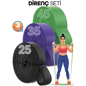 25 + 35 + 45 kg 3'lü Set Barfiks Lastiği Gym Resistance Band Antrenman Kas Geliştirme Bandı