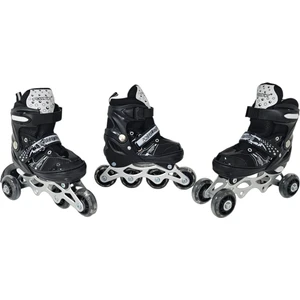 Brother Toys Siyah Çocuk Pateni Işıklı Numara Ayarlanabilen 2+2 ve 2+1+1 Teker Paten 30-33 S Beden