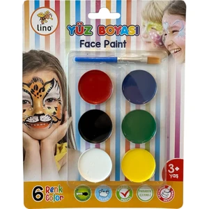 Lino Yüz Boyası 6 Renk Tablet Fırçalı (Yıkanabilir)