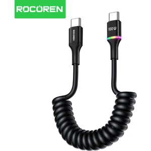 100W 5A E-Marker Çipli Spiral Type-C To Type-C Hızlı Şarj ve Data Kablosu 1.6 Metre