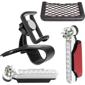 3 In 1 Araç Içi Universal Telefon Tutucu ve Organizer File Eşya Cebi Rüzgar Enerjili LED Lamba Hediyeli