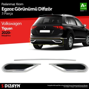 Meka Part Vw Tiguan Krom Egzoz Görünümü Difüzör 3 Parça 2020-2024 A+Kalite