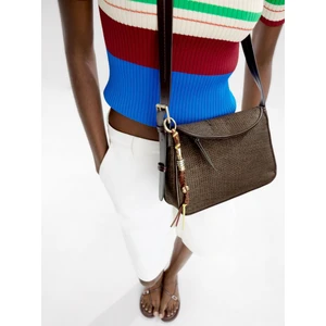 Hasır Efektli Kapaklı Çapraz Çanta