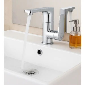 Lavabo Bataryası Krom Banyo Lavabo Musluk Ağır Prinç Gövde Döner Boru Modern Lüks Armatür Gümüş Gri