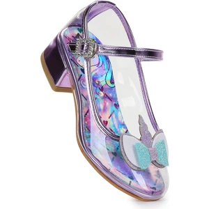 Kiko Kids Unicorn Kız Çocuk Topuklu Abiye Şeffaf Ayakkabı Lila