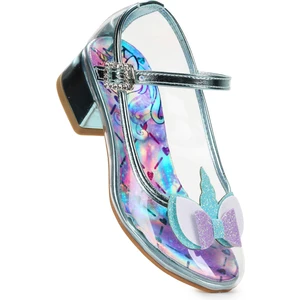 Kiko Kids Unicorn Kız Çocuk Topuklu Abiye Şeffaf Ayakkabı Su Yeşili