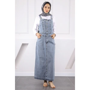 İmaj Butik Mavi Cepli Kot Salopet