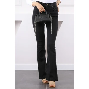 Antrasit Yüksek Bel Ispanyol Paça Jeans Pantolon