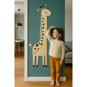 Sevimli Zürafa Şekilli Ahşap Boy Ölçer - Montessori Çocuk Odası Dekoru