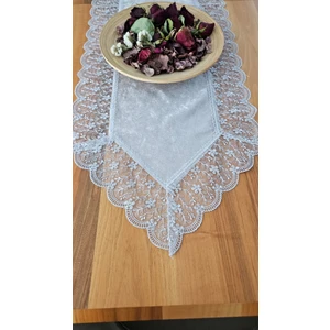 Kadife Dokulu Dantel Detaylı Runner