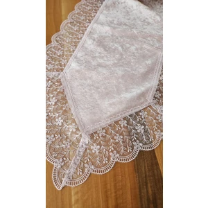 Kadife Dokulu Dantel Detaylı Runner