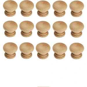 Vera Hediyelik Eşya 15 Adet Mobilya Kulp, Doğal Ham Ahşap Mantar Düğme Kulp Gürgen (Vidaları Birlikte Gönderilecektir)