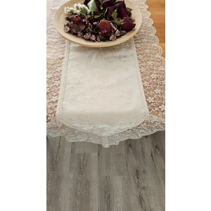 Kadife Dokulu Dantel Detaylı Runner