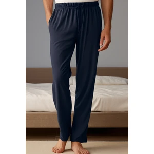 %100 Pamuk Süprem Erkek Pijama Altı Lacivert Cepli Rahat Kalıp Relax Fit Lastikli Ipli Terletmez