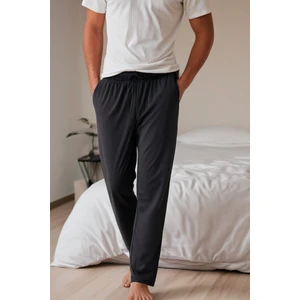 Elemge %100 Pamuk Premium Kumaş Erkek Pijama Altı Antrasit Relax Fit Beli Ipli Cepli Lastikli Terletmez Esnek Rahat Kesim Nefes Alan Regular 