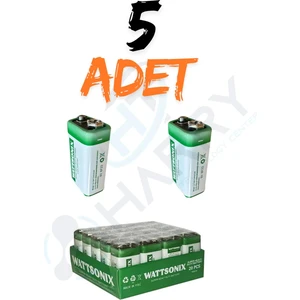 5 Adet 9 Volt Pil - 9V Oyuncak Araba Drone Kumanda Pili -9VOLT Çift Başlı Kare Pil