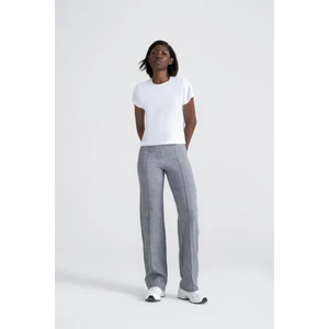 Kadın Boru Paça Tayt Gri Denim Görünümlü, Slim Fit Günlük Şıklık