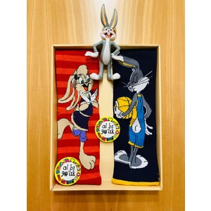 Al Bi 90Lık Bugs Bunny ve Lola Bunny Karakter Desenli 2 Çift Pamuklu Çorap