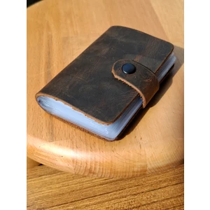 Erkek Kartlık Hakiki Deri 10 - 20 Şeffaf Bölmeli Mini Kartlık Kartvizitlik 9.5 x 7.5 cm Taba