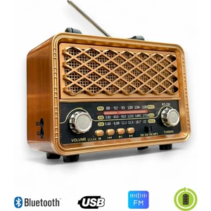 Royal Trend Nostaljik Trend Radyo,Güneş Panelli Eskitme Radyo(Bluetooth Özellikli)