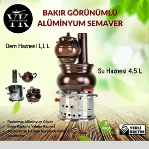 𝗬𝗶𝗹𝗱𝗶𝗿𝗶𝗺 𝗞𝗶𝘁𝗰𝗵𝗲𝗻 Bakır Görünümlü Alüminyum Semaver Demlik Hediyeli
