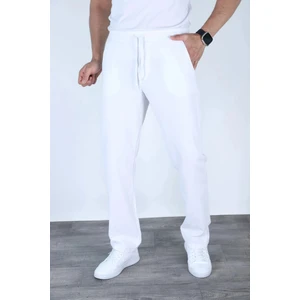Baggy Keten Pantolon Jogger Beyaz