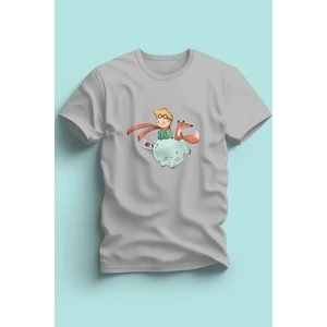 Maki Home Kaliteli Penye Kız Çocuk Kucuk Prens Petit Prince Baskılı Beyaz Siyah Gri Tshirt 5 6 7 8 9 10 11 12 13 14 Yaş