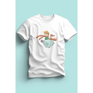 Maki Home Kaliteli Penye Kız Çocuk Kucuk Prens Petit Prince Baskılı Beyaz Siyah Gri Tshirt 5 6 7 8 9 10 11 12 13 14 Yaş