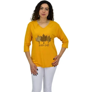 Kadın Kısa Kol Taşlı Bluz BGL-ST04711