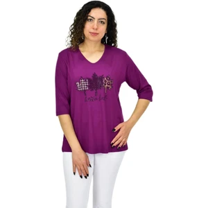 Kadın Kısa Kol Taşlı Bluz BGL-ST04711