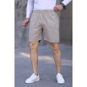 Krem Keten Erkek Şort - Yazlık Baggy Model