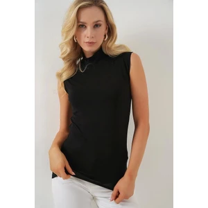 Kadın Kolsuz Siyah Body Bluz