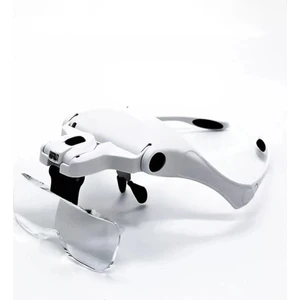 MG-9892 LED Işıklı Gözlük Kafa Büyüteci – 5 Farklı Mercek, Ayarlanabilir Loop Gözlük 2 LED ’li